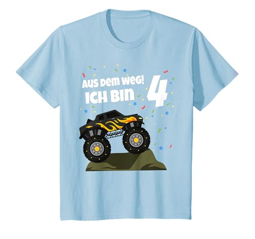 4. Kinder Geburtstag, Jungen & Mädchen 4 Jahre Monster Truck T-Shirt von Geschenke zum Kindergeburtstag Jungen & Mädchen
