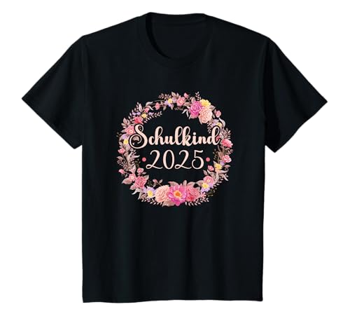 Schulkind 2025 Blumen Mädchen Einschulung T-Shirt von Geschenke zur Einschulung 2025
