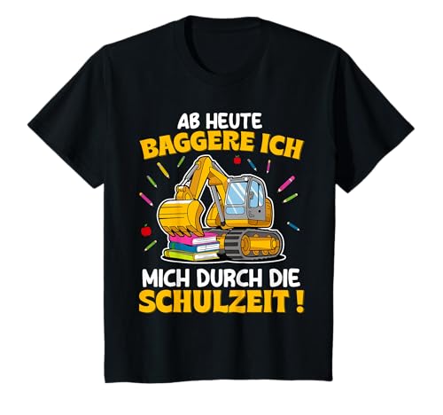 Kinder Einschulung Jung 2025 Bagger Kindergarten Abschied Schulkind T-Shirt Kinder Einschulung Jung 2025 Bagger Kindergarten Abschied Schulkind T-Shirt von Geschenke zur Einschulung Jungen & Mädchen Deko