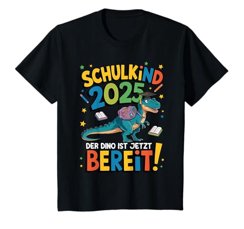 Kinder Einschulung Jung 2025 Dino Kindergarten Abschied Schulkind T-Shirt Kinder Einschulung Jung 2025 Dino Kindergarten Abschied Schulkind T-Shirt von Geschenke zur Einschulung Jungen & Mädchen Deko