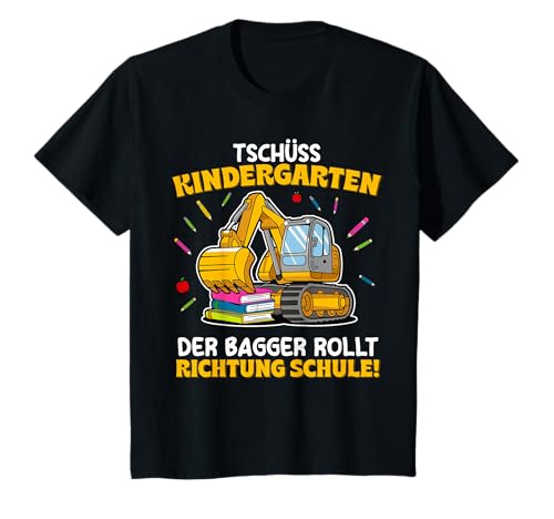 Kinder Einschulung Junge 2025 Bagger Bye Bye Kindergarten Schulkind T-Shirt Kinder Einschulung Junge 2025 Bagger Bye Bye Kindergarten Schulkind T-Shirt von Geschenke zur Einschulung Jungen & Mädchen Deko