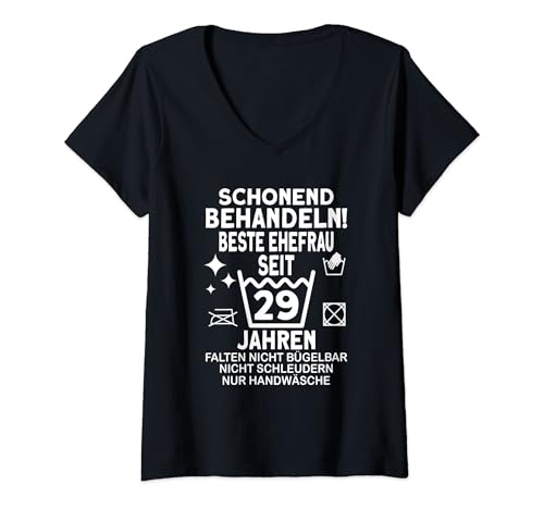 Damen Ehefrau 29 Hochzeitstag Samthochzeit T-Shirt mit V-Ausschnitt Damen Ehefrau 29 Hochzeitstag Samthochzeit T-Shirt mit V-Ausschnitt von Geschenke zur Samthochzeit Ehepaar