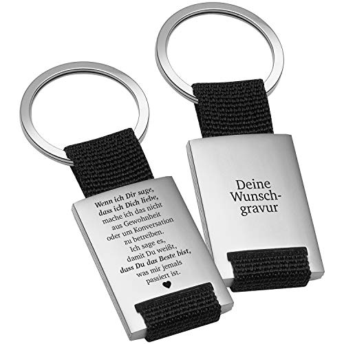 Geschenke 24 Schlüsselanhänger - Wenn ich Dir sage (schwarz mit Rückseitengravur) - Partneranhänger mit Liebeserklärung und Personalisierung - Hochzeitsgeschenkideen für Männer und Frauen von Geschenke24 GmbH