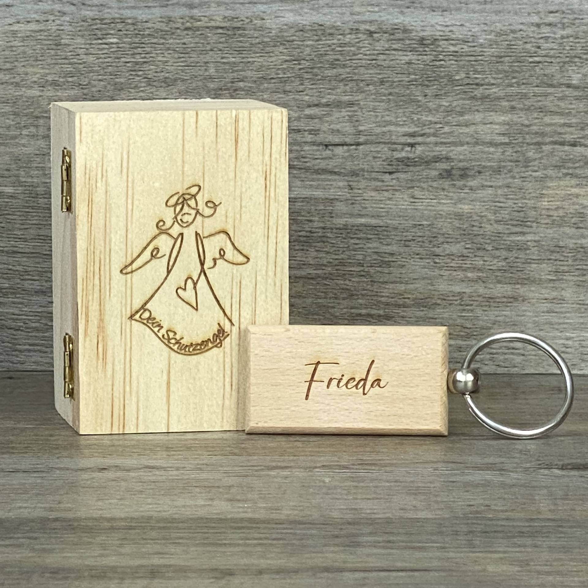 Holzkästchen Schutzengel Mit Schlüsselanhänger, Personalisiert Holzkästchen Schutzengel Mit Schlüsselanhänger, Personalisiert von GeschenkeKreisel