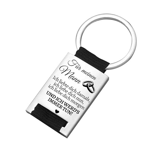 PREMIUM Schlüsselanhänger mit edler Gravur Liebesbotschaft I Glücksbringer für deinen Lieblingsmensch I Geschenk Frau & Mann "Ich liebe dich und ich werde es immer tun" (Mann) von Geschenkehöhle