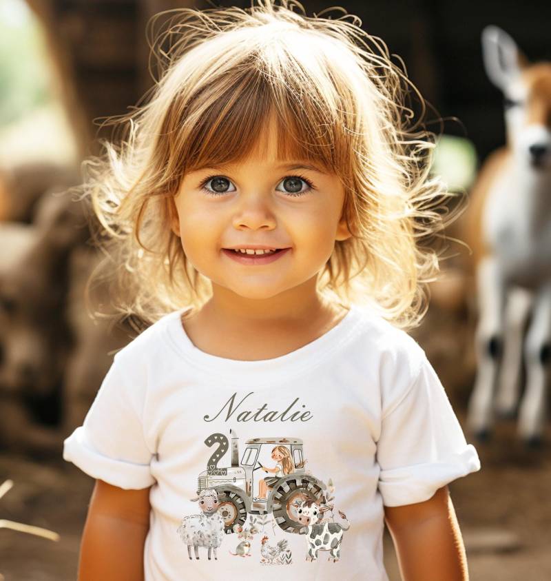 Geburtstagsshirt Für Kinder/Bauernhof Traktor Mädchen Tiere Geburtstagsparty von Geschenkekastl
