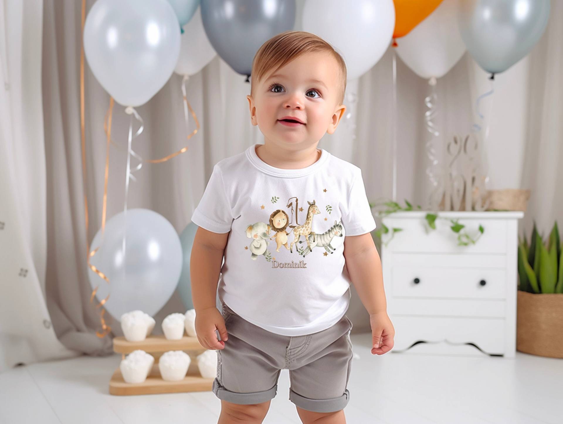 Geburtstagsshirt Perosnalisiert Für Junge/Mein Erstes Geburtstag/ Kleiner Löwe Giraffe/ Tiger Elefant Geburtstagsshirt Perosnalisiert Für Junge/Mein Erstes Geburtstag/ Kleiner Löwe Giraffe/ Tiger Elefant von Geschenkekastl