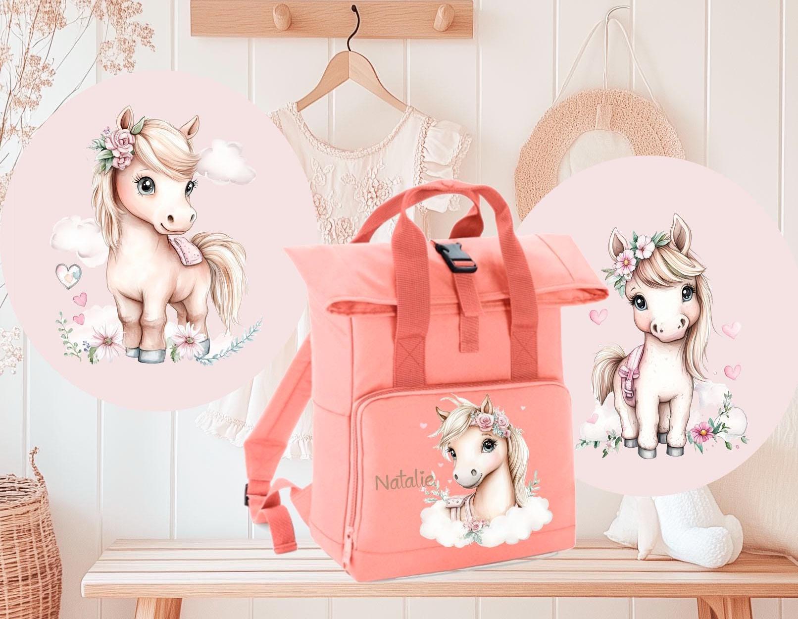 Kinderrucksack Mit Pferd/Personalisiert Kindergartenanfang/ Rosa /Geburtstagsgeschenk von Geschenkekastl