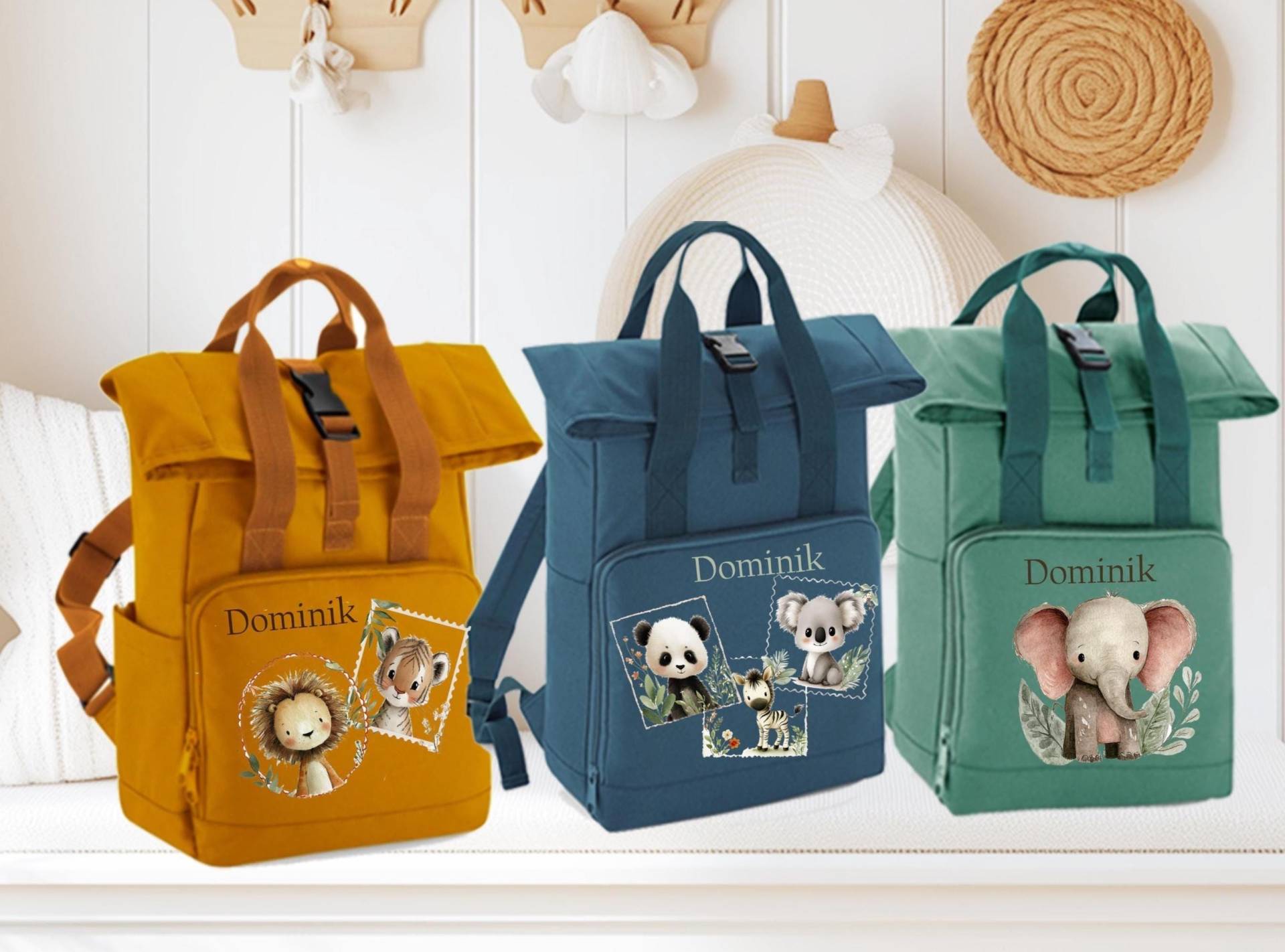 Kinderrucksack Mit Safari Tiere/Personalisiert Kindergartenanfang/ Kita von Geschenkekastl