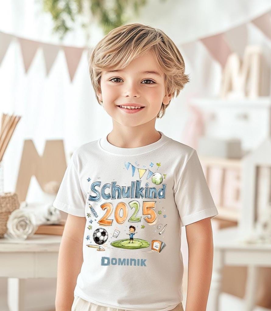 Schulkind T-Shirt 1. Klasse - Einschulung 2025 Personalisiert Mit Name-Fußball Schulkind T-Shirt 1. Klasse - Einschulung 2025 Personalisiert Mit Name-Fußball von Geschenkekastl