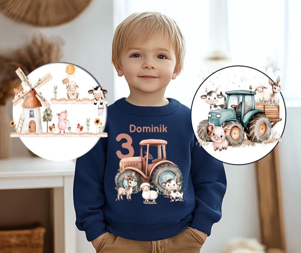 Sweatshirt Sweater Personalisiert Mit Namen, Zahl/Bauernhof Tiere Sweatshirt Sweater Personalisiert Mit Namen, Zahl/Bauernhof Tiere von Geschenkekastl