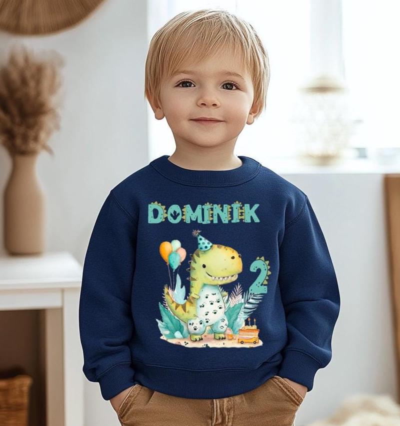 Sweatshirt Sweater Personalisiert Mit Namen, Zahl/Dino von Geschenkekastl