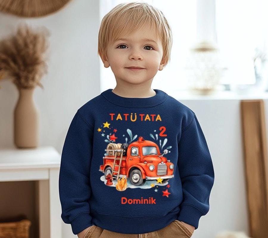 Sweatshirt Sweater Personalisiert Mit Namen, Zahl/Feuerwehrauto von Geschenkekastl