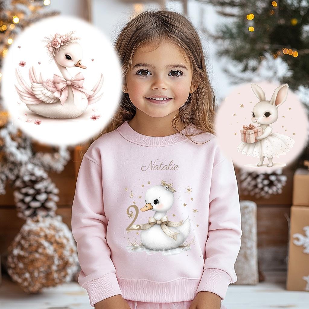 Sweatshirt Sweater Personalisiert Mit Namen, Zahl/Mädchen Häschenn Ballerina Weihnachten, Geburtstagspullover von Geschenkekastl