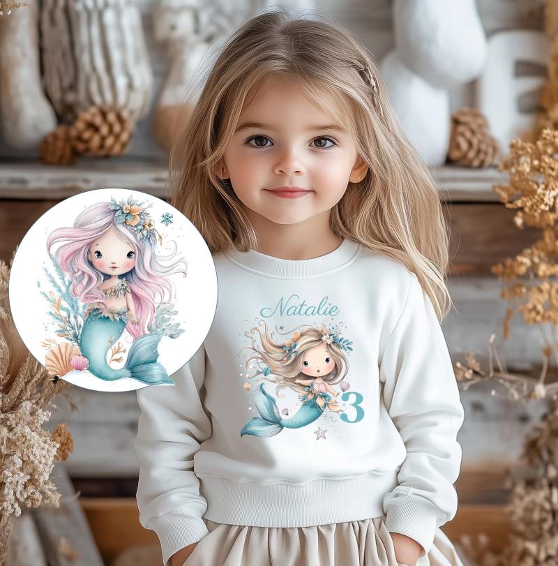 Sweatshirt Sweater Personalisiert Mit Namen, Zahl/Meerjungfrau von Geschenkekastl