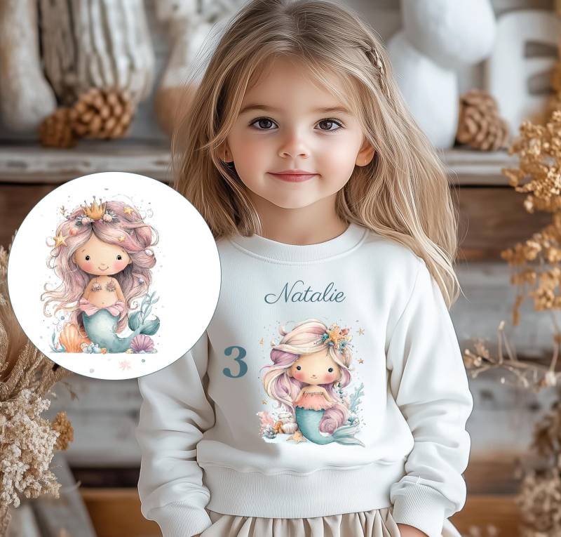 Sweatshirt Sweater Personalisiert Mit Namen, Zahl/Meerjungfrau von Geschenkekastl
