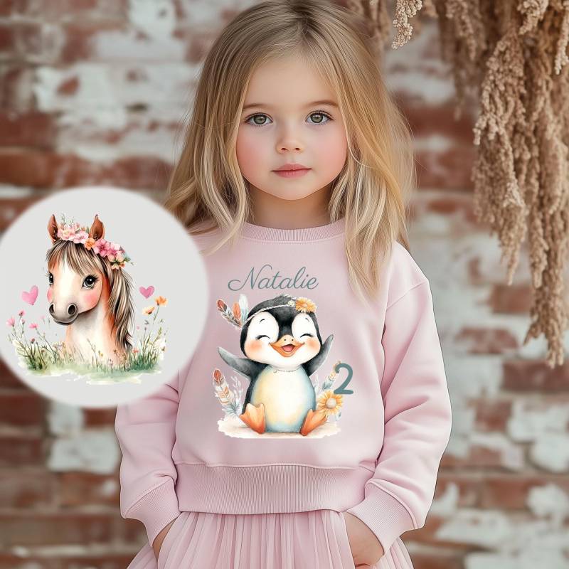 Sweatshirt Sweater Personalisiert Mit Namen, Zahl/Pferd Pinguin von Geschenkekastl