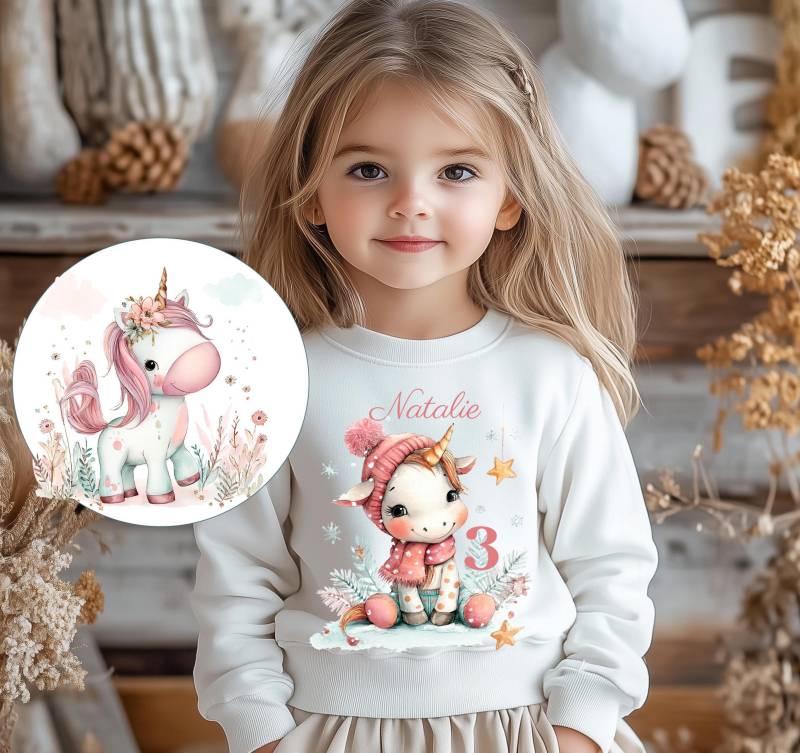 Sweatshirt Sweater Personalisiert Mit Namen, Zahl/Unicorn von Geschenkekastl