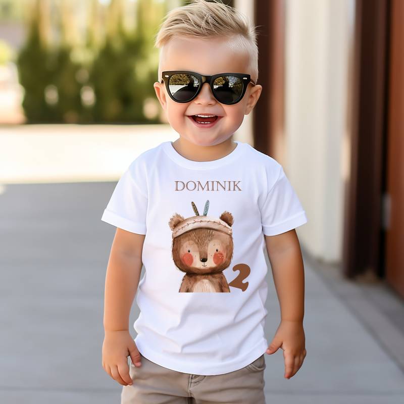 T-Shirt Mit Bär Boho , Geburtstagsshirt Personalisiert Namen Und Zahl. Waldmotiv von Geschenkekastl