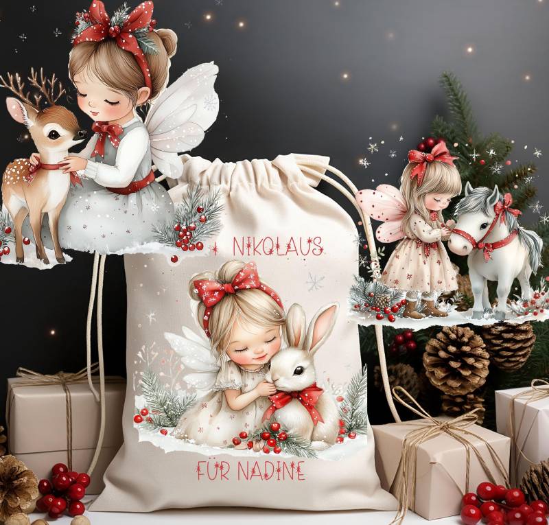 Weihnachtsgeschenk Personalisiert Mit Namen , Nikolausbeutel Nikolaus /Weihnachtssäckchen/Nikolausgeschenk/ Fee Pferd Kinder/ von Geschenkekastl