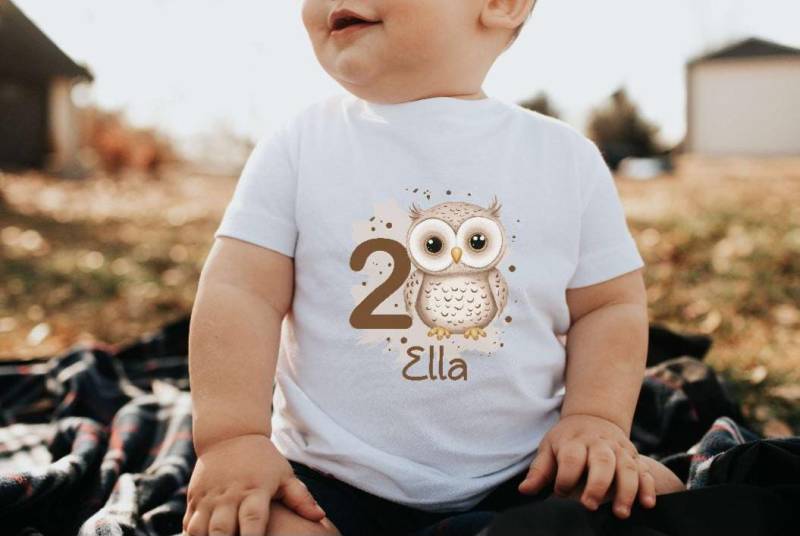 Geburtstags T-Shirt Eule Tiere Personalisiert Kinder Outfit Zum Kindergeburtstag Geschenk Erster Geburtstag von Geschenkelaedchen