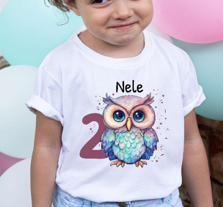 Geburtstagssshirt Mit Namen Eule Mädchen Zahlenshirt Outfit Kinder Geburtstag Geschenkidee von Geschenkelaedchen