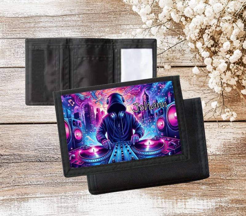 Kinder Geldbörse Geldbeutel Personalisiert Mit Namen Jungen Dj Geschenk Geburtstag Einschulung Brieftasche Portemonnaie von Geschenkelaedchen