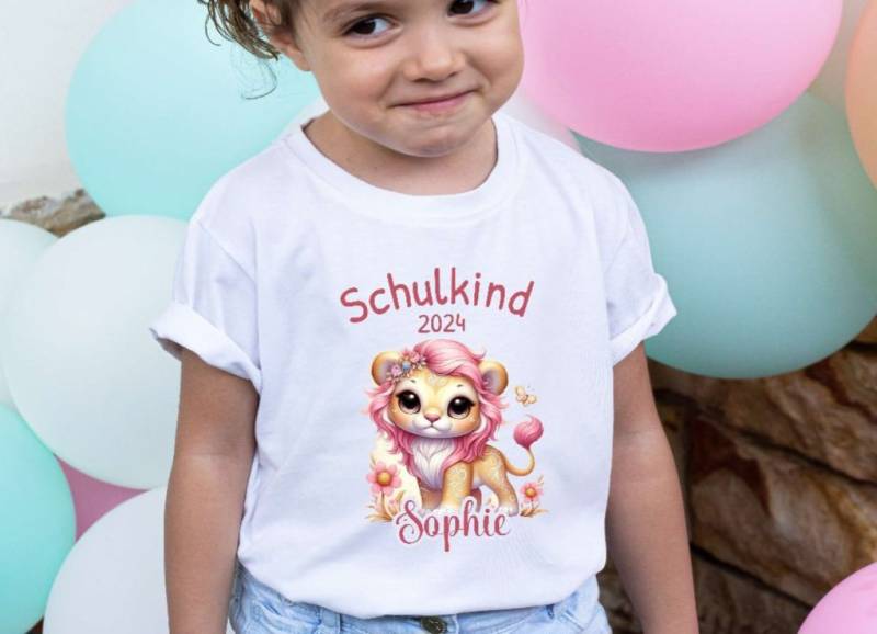 Kinder T-Shirt Schulkind Löwe Mädchen Mit Name Einschulungsshirt Personalisiert Geschenkidee Schulbeginn Spruch Einschulung von Geschenkelaedchen