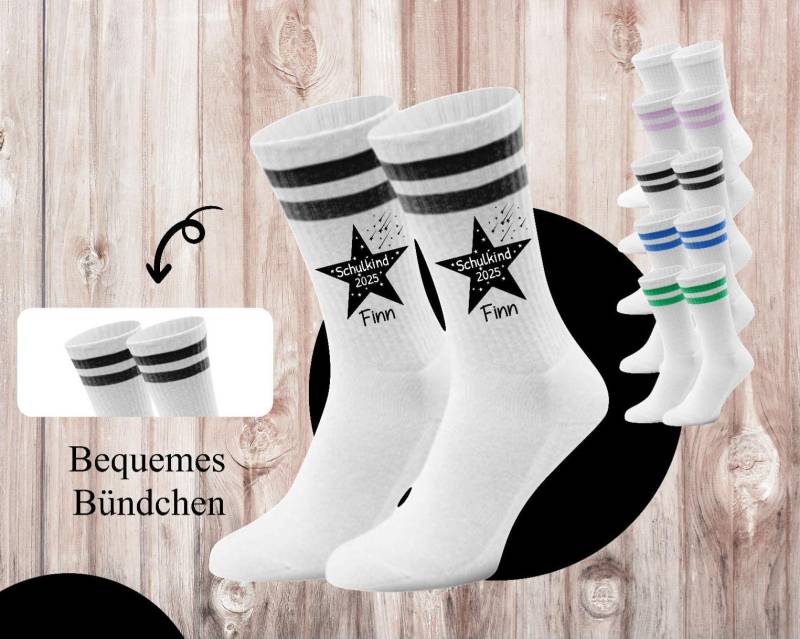 Personalisierte Kinder Socken Zur Einschulung Baumwoll-Kindersocken Mit Name |Schulsocken Geschenk Größen 27-36 von Geschenkelaedchen