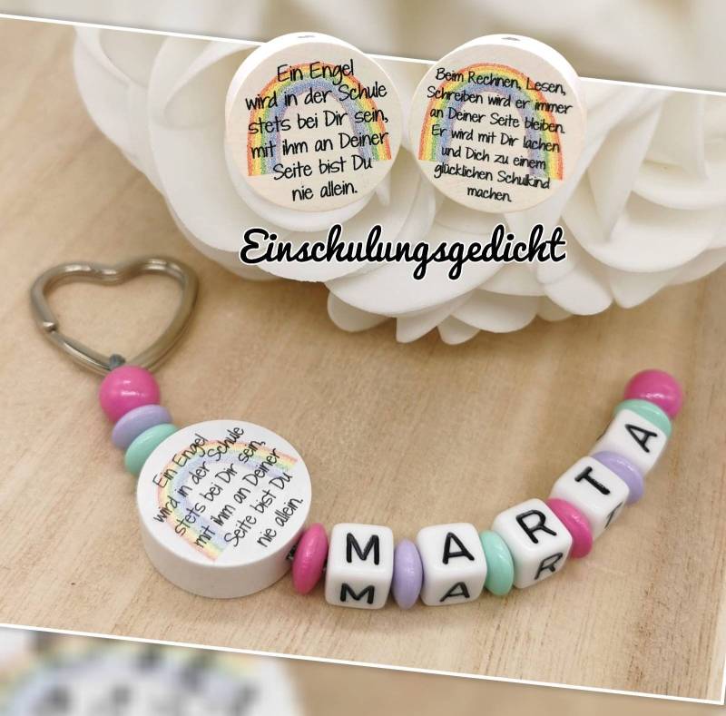 Schlüsselanhänger Mit Name Mädchen Endlich Schulkind Gedicht Spruch Geschenk Engel Einschulung Erste Klasse von Geschenkelaedchen