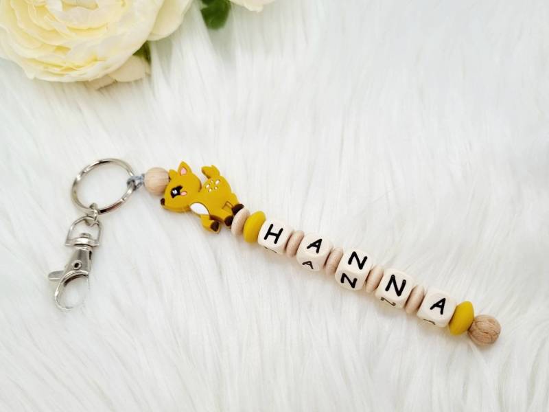 Schlüsselanhänger Mit Name Mädchen Reh Jungen Kindergarten Taschenbaumler Geschenk Einschulung von Geschenkelaedchen