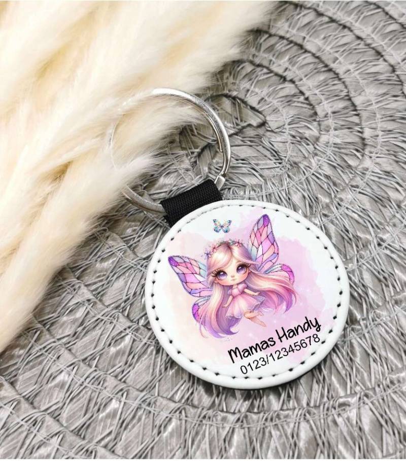 Schlüsselanhänger Notfallnummer Fee Engel Mädchen Anhänger Schulranzen Notfallanhänger von Geschenkelaedchen