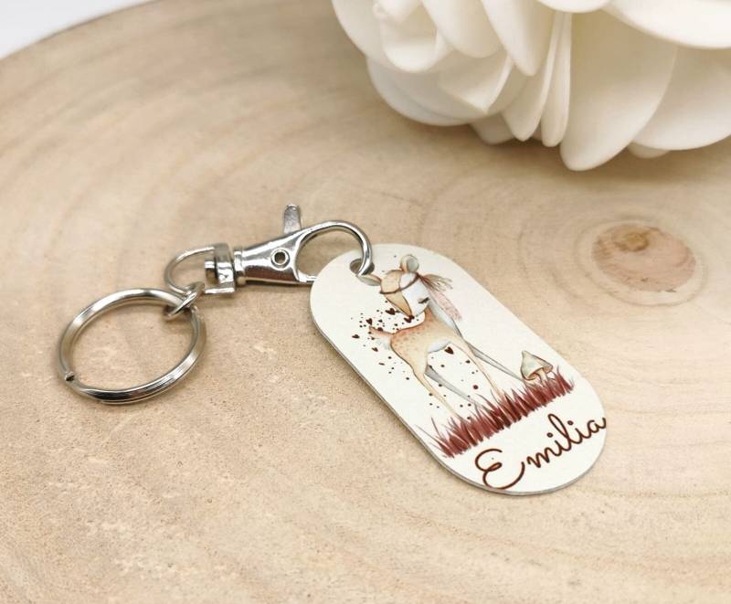 Schlüsselanhänger Waldtiere Mit Name Reh Mädchen Taschenbaumler Geschenkidee von Geschenkelaedchen