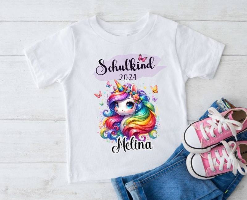 Schulkind T Shirt Personalisiert Einhorn Mit Name Mädchen Personalisiert Geschenkidee Schulbeginn Einschulung von Geschenkelaedchen