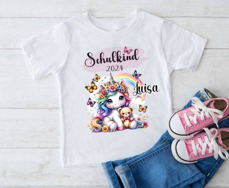 Schulkind T Shirt Personalisiert Einhorn Mit Name Mädchen Personalisiert Geschenkidee Schulbeginn Einschulung von Geschenkelaedchen