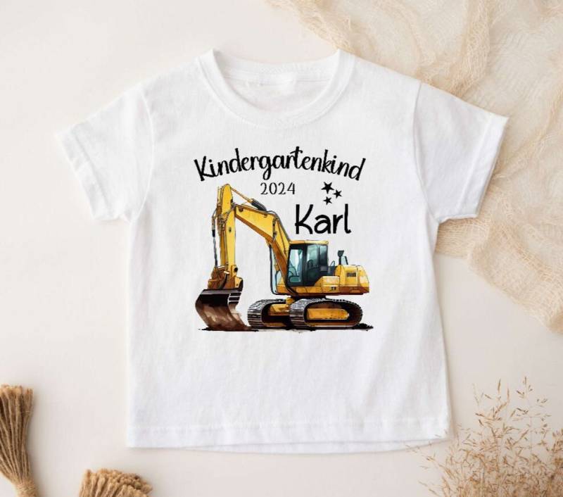 T-Shirt Kindergartenkind Bagger Mit Name Junge Personalisiert Kindergarten Kita Kind Erster Tag von Geschenkelaedchen