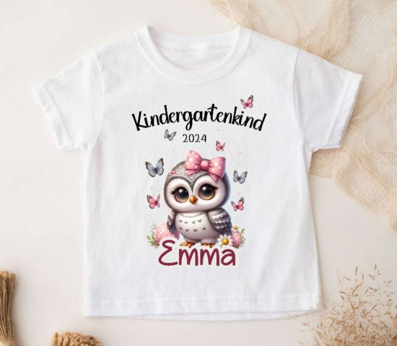T-Shirt Kindergartenkind Eule Mit Name Mädchen Personalisiert Kindergarten Kita Kind Erster Tag von Geschenkelaedchen