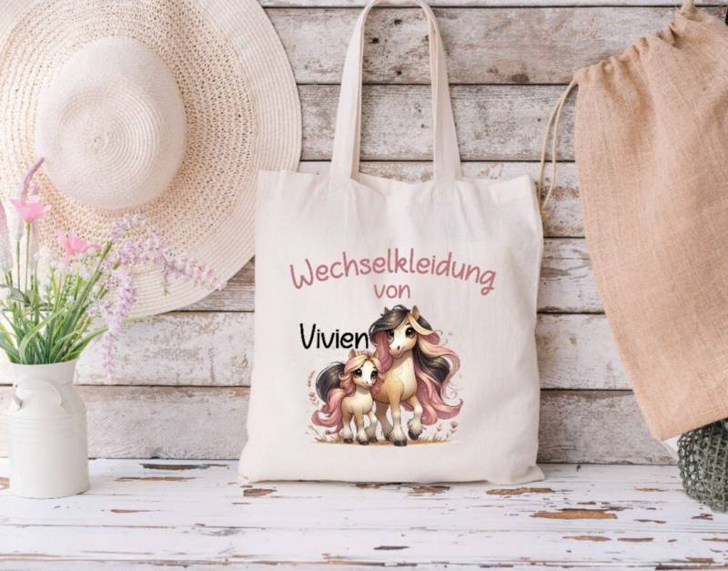 Wechselkleidung Tasche Personalisiert Mit Name Pferd Mädchen Wechselwäsche Tragetasche Kita von Geschenkelaedchen