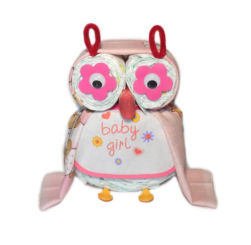 Geschenketorten-Gebhardt Windeln Windeltorte, Windeleule rosa, Windelgeschenk Mädchen von Geschenketorten-Gebhardt