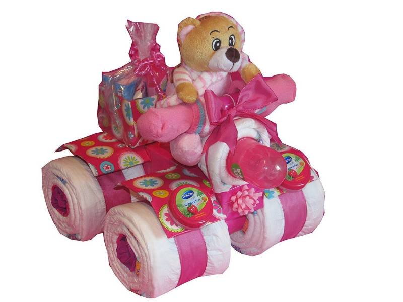 Geschenketorten-Gebhardt Windeln Windeltorte, Windelquad blau oder rosa, Windelgeschenk zur Geburt von Geschenketorten-Gebhardt