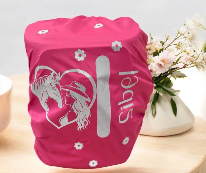 Neu Personalisierter Regenschutz Reflektierend Farbig Und Glitzernd, Für Schulranzen, Reflektierend Passende Warnweste/Regenschirm von Geschenkezauber2Shop