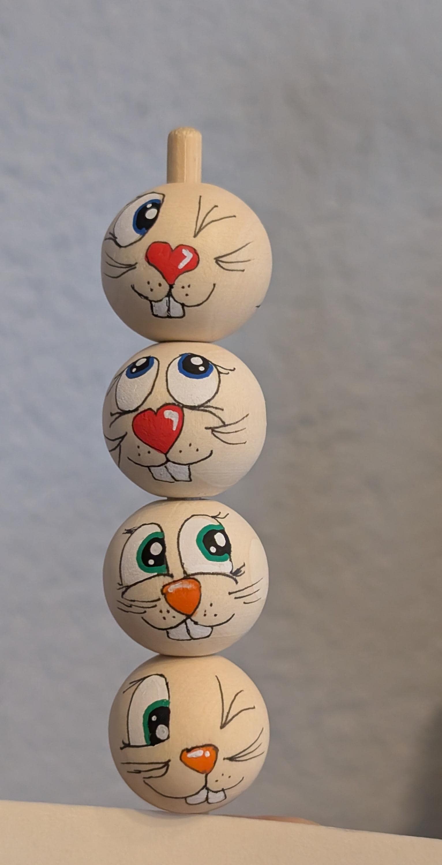 Holzkugel Mit Gesicht, Holzperle 10 Stück Hase von GeschenkezauberLaden