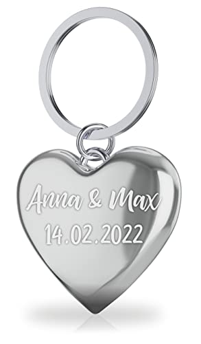 Geschenkfreude Herz Schlüsselanhänger personalisiert - einzigartiger Herzanhänger mit Gravur - optimale Geschenkidee zum Muttertag - Partner Schlüsselanhänger Sie/Ihn zum Jahrestag von Geschenkfreude