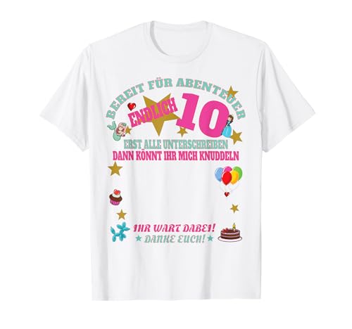 10. Geburtstag Nichte und 10. Geburtstag Mädchen Gästebuch T-Shirt von Geschenkidee 10 Geburtstag Deko als Gästebuch
