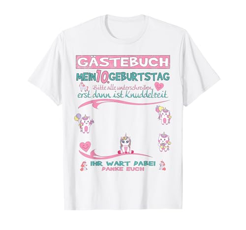 10. Geburtstag Nichte und 10. Geburtstag Mädchen Gästebuch T-Shirt von Geschenkidee 10 Geburtstag Deko als Gästebuch
