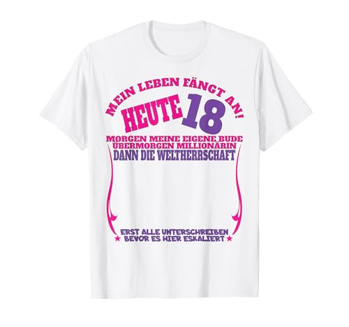 18. Geburtstag Junge und 18. Geburtstag Mädchen Gästebuch T-Shirt von Geschenkidee 18 Geburtstag Deko als Gästebuch