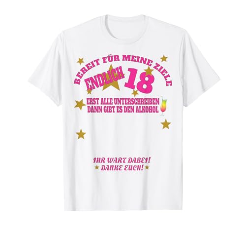 18. Geburtstag Mädchen Deko und 18. Geburtstag Gästebuch T-Shirt von Geschenkidee 18 Geburtstag Deko als Gästebuch