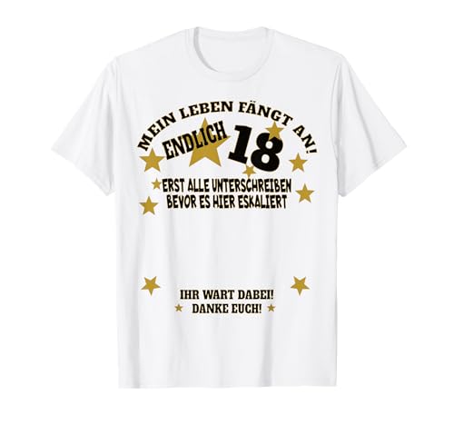 18. Geburtstag Mädchen und 18. Geburtstag Junge Gästebuch T-Shirt von Geschenkidee 18 Geburtstag Deko als Gästebuch