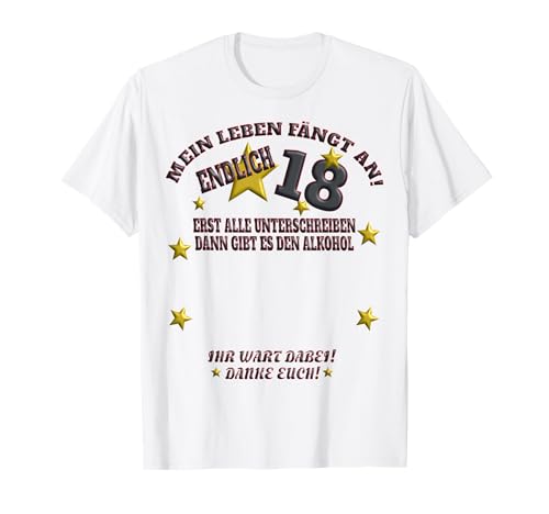 18. Geburtstag Mädchen und 18. Geburtstag Junge Gästebuch T-Shirt von Geschenkidee 18 Geburtstag Deko als Gästebuch