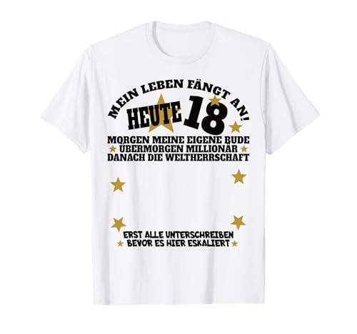 18. Geburtstag Mädchen und 18. Geburtstag Junge Gästebuch T-Shirt von Geschenkidee 18 Geburtstag Deko als Gästebuch